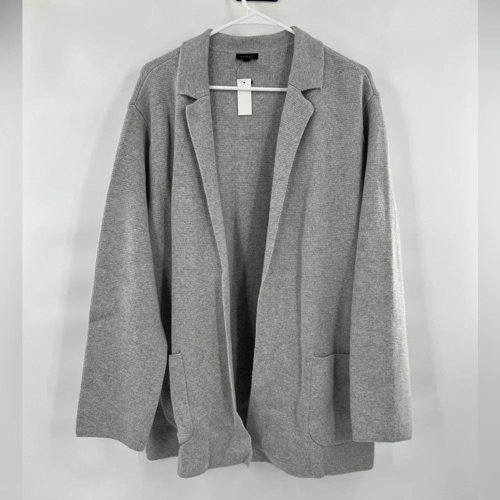 Talbots heather sky open long line sweater cardigan blazer XS